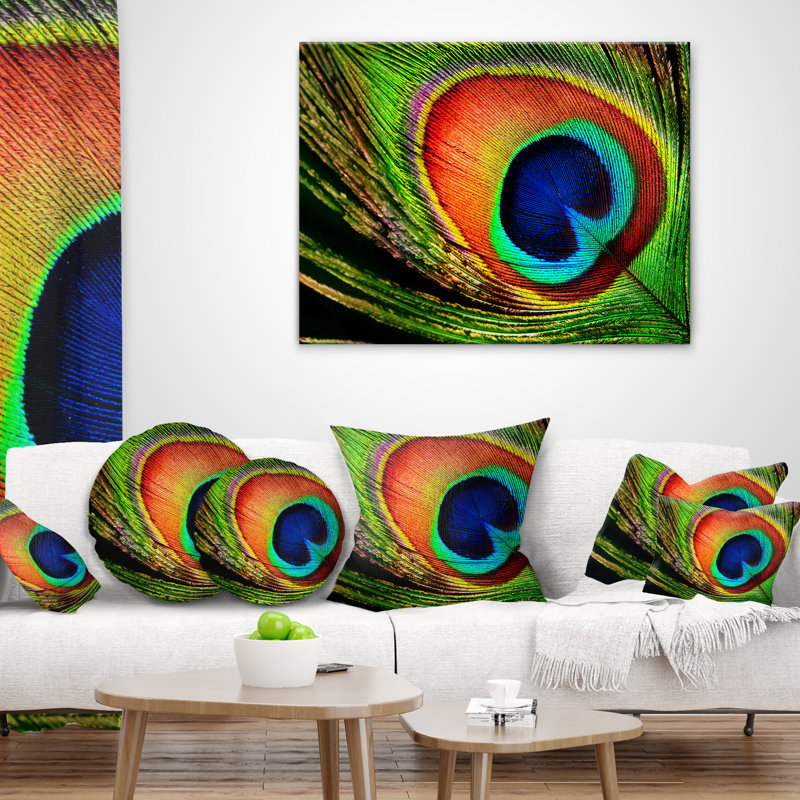 East Urban Home Photography Peacock Feather Pillow Wayfair