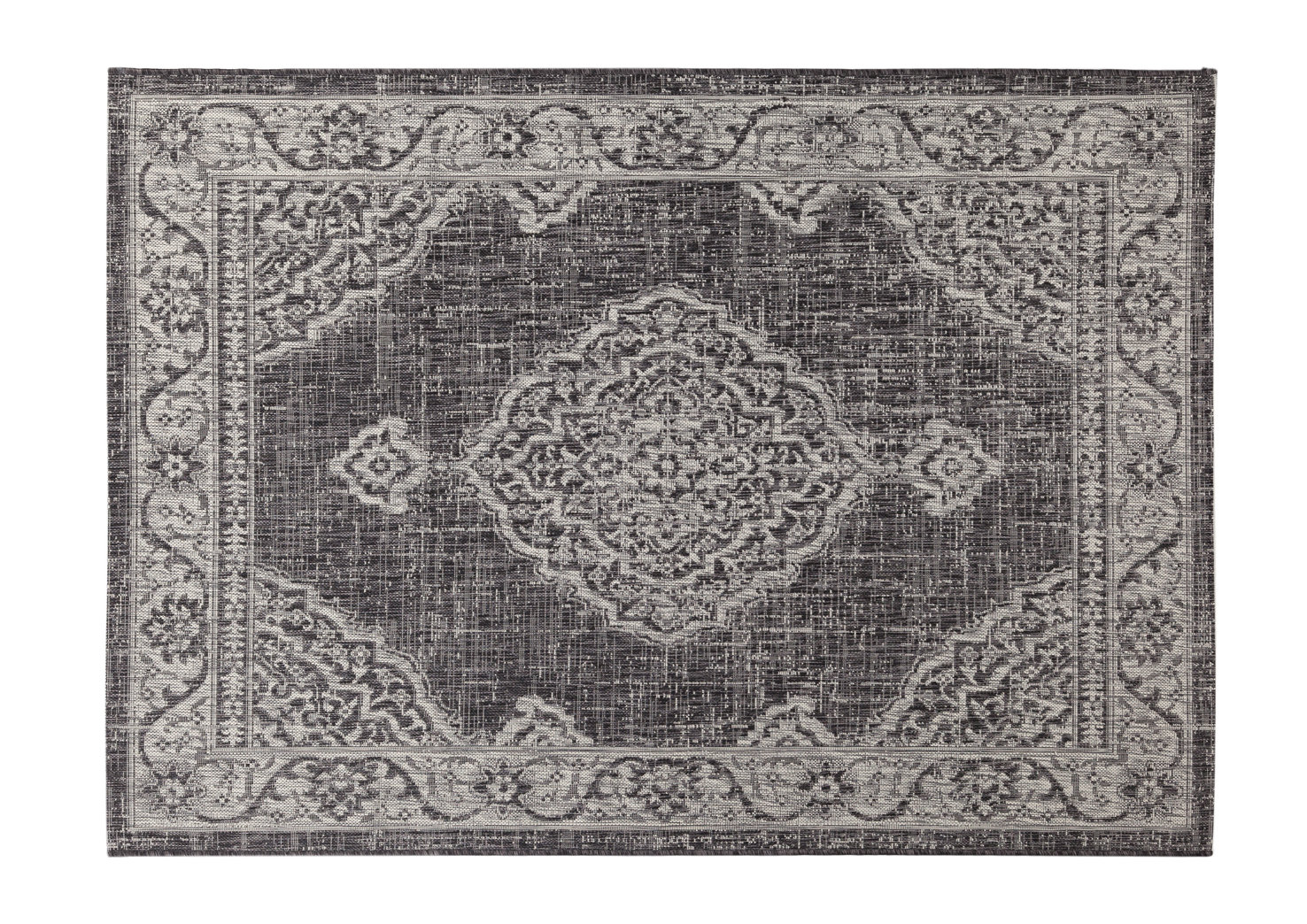 Tapis Intérieur Extérieur Noir Gris Halloran