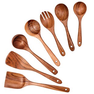 6 Pcs/set Long Handled Wooden Soup Spoons Kitchen Cooking Utensil Rice Spoon 