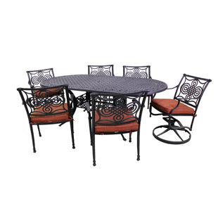 Go to store & view more images Laux 7 Piece Dining Set with Sunbrella Cushions by Bloomsbury Market