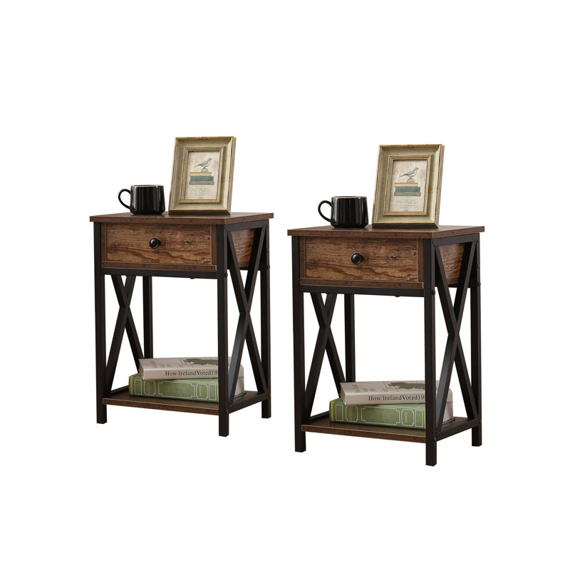 17 Stories Swearengin 1 Drawer Metal Nightstand In Brown Reviews Wayfair