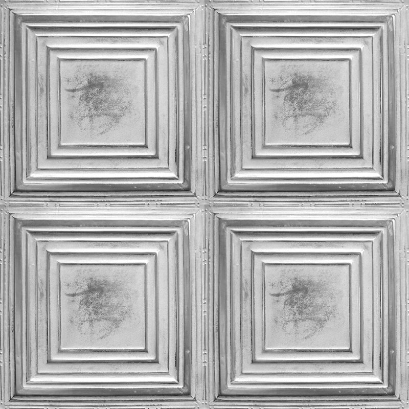 Tin 2 ft. x 2 ft. Glue-Up Ceiling Tile in Silver Washed White