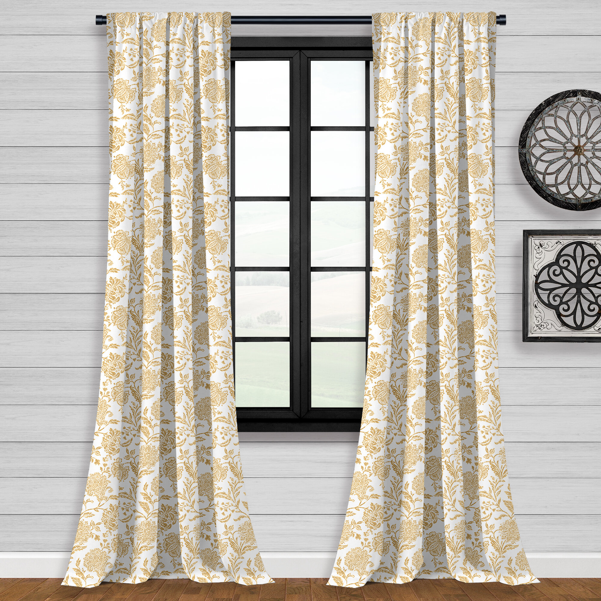 Canora Grey Alecs Floral Room Darkening Rod Pocket Curtain Panel ...