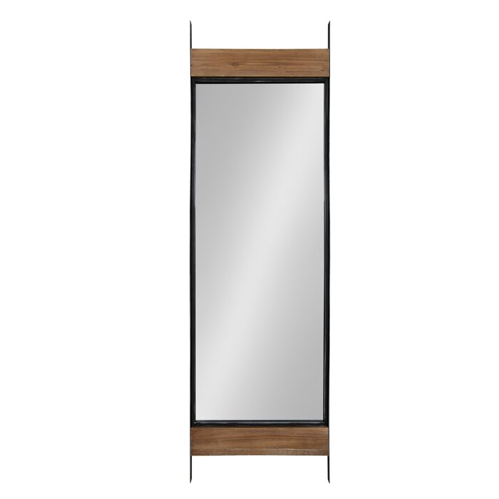 Belles Rustic Farmhouse Wood And Metal Beveled Frameless Full Length Mirror