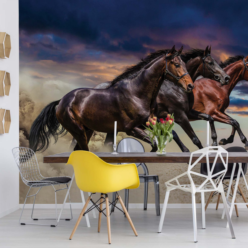 Brayden Studio Galloping Horses 1 3.12m x 2.19m Semi-Gloss ...