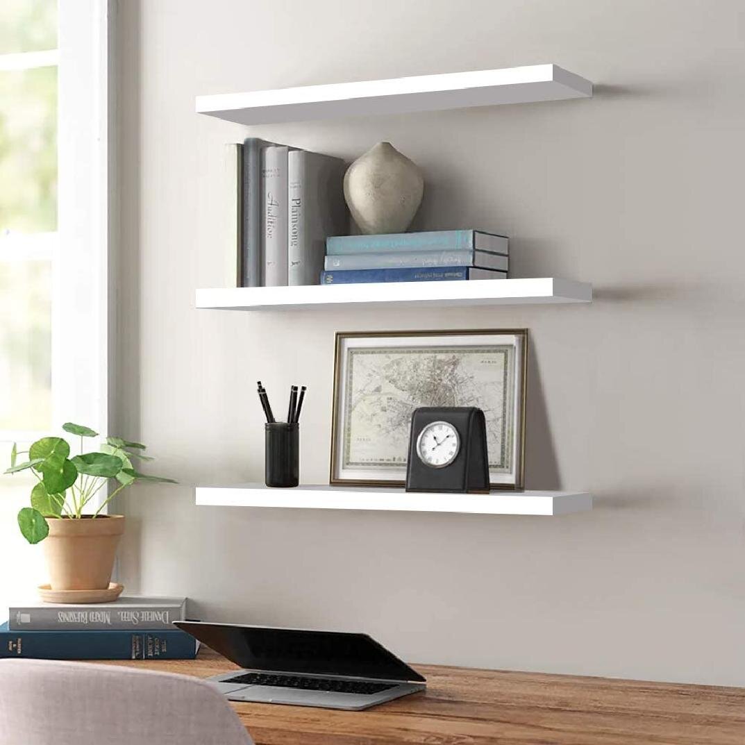 Durable 3Pcs  Floating Wall Shelves Bookshelf Display Wall Shelf Storage Rack 