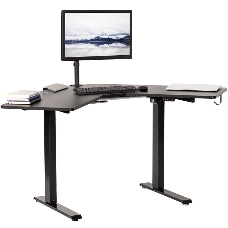 Inbox Zero Black Electric 47" X 47" Corner Desk Workstation 3 Section Table Top Wayfair.ca