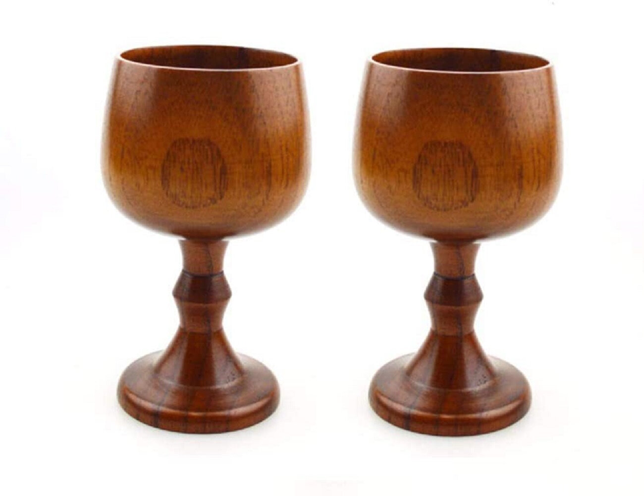 2 Vintage Jujube Wooden Wine Goblet Drinking Cup Water Chalice Glass Heat proof
