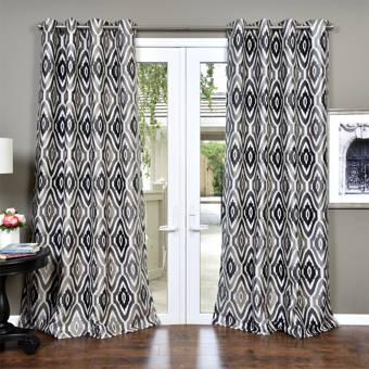 Ivy Bronx Krause Jacquard Ikat Room Darkening Grommet Curtain Panel Reviews Wayfair