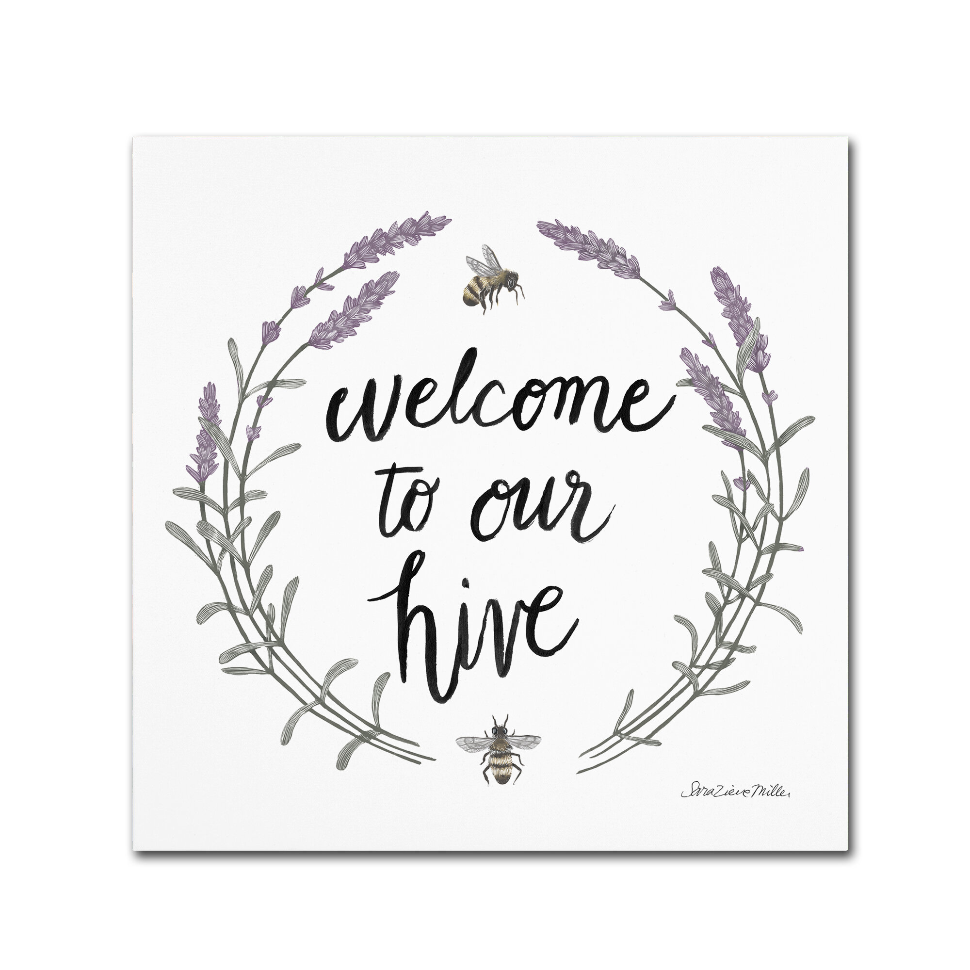 Trademark Art Happy To Bee Home Words Ii By Sara Zieve Miller Graphic Art On Canvas Wayfair