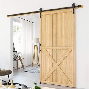 Simple and Easy to Install J Shape Hangers HomLux 8ft Double Cabinet Door Mini Barn Door Hardware Kits for Cabinet Doors Smoothly and Quietly 