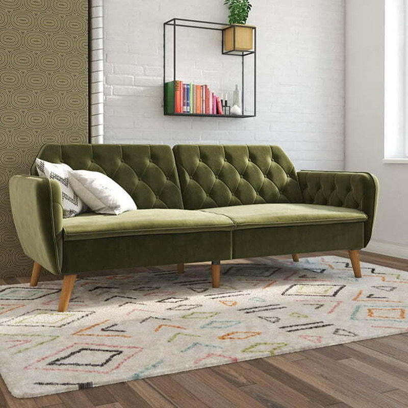 Tallulah Memory Foam Futon Fabric: Green Velvet