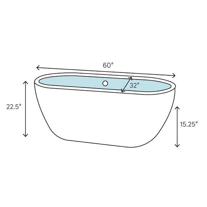 Carissa 60 X 32 Freestanding Soaking Bathtub