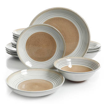 Melange Contempo Cantina 2 Tone Stoneware 32 Piece Dinnerware Set Service For 8 Wayfair