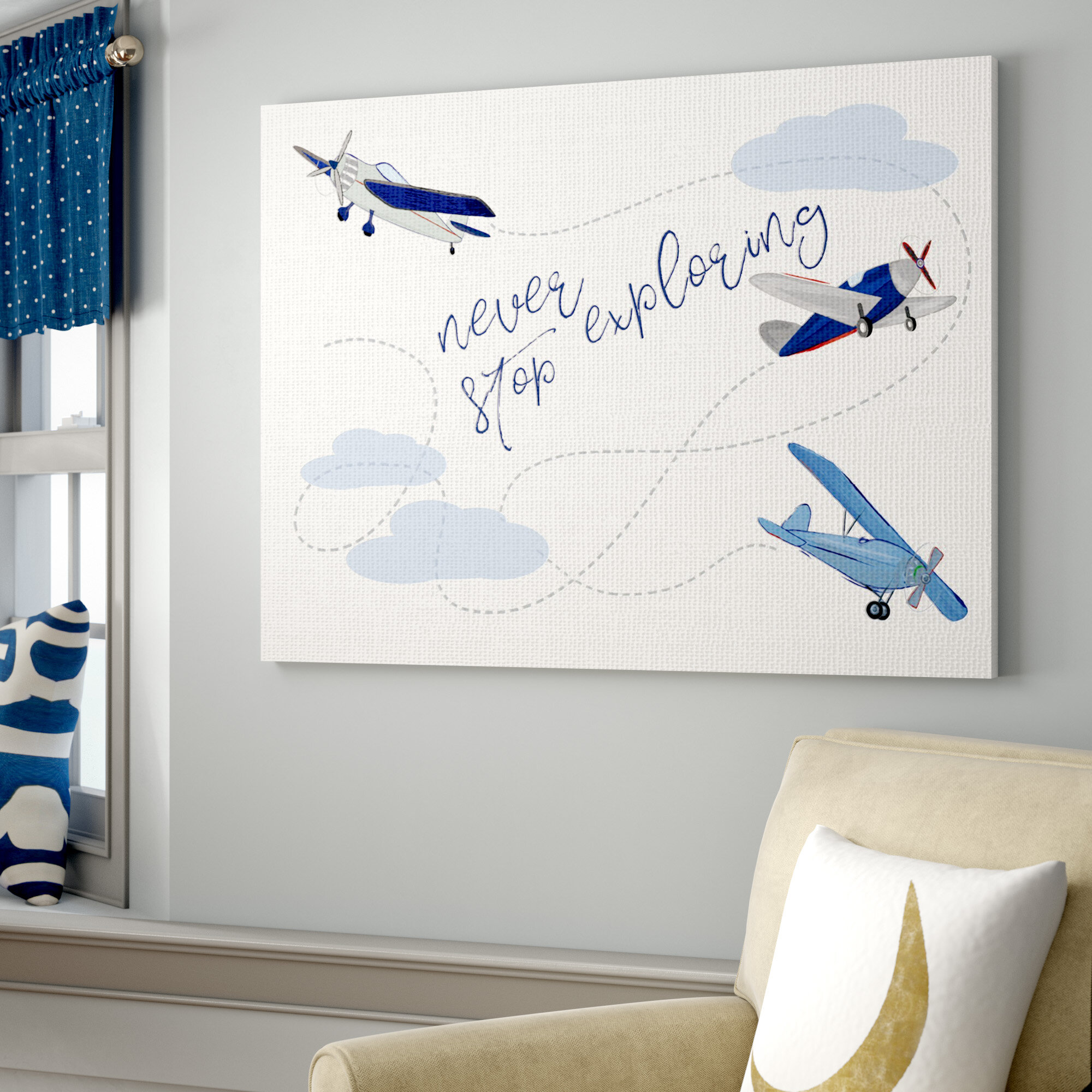 Three Posts Baby Kids Grannis Never Stop Exploring Airplanes Canvas Art Reviews Wayfair