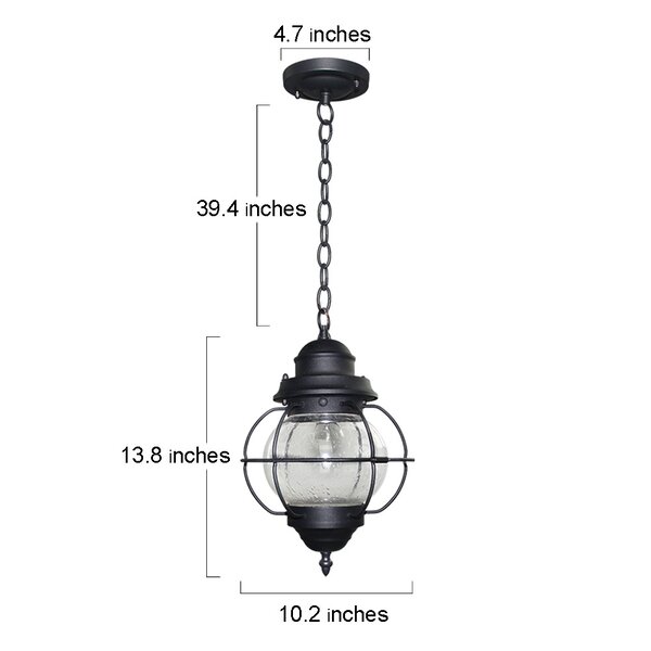 LNCHome Black 1 -Bulb 12'' H Outdoor Hanging Lantern | Wayfair