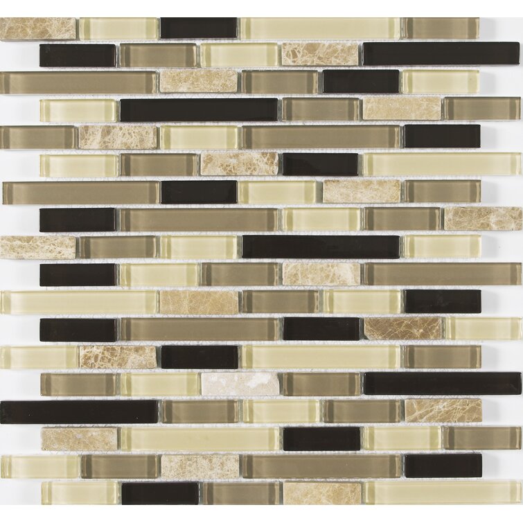 The Tile Life Victory Brick 12" X 12" Natural Stone And Glass Mosaic Tile Sheet