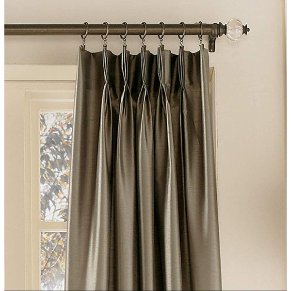 4 Piece Faux Silk Ring Top Curtains & Pencil Pleat Curtains With Free 2 Tiebacks 