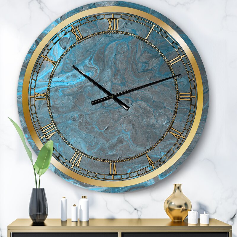 East Urban Home Oversized Marble Landscape Wall Clock 