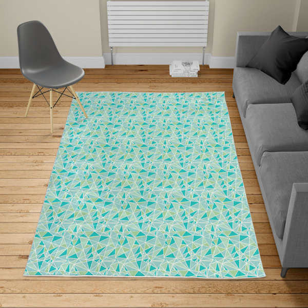 Machine Woven Area Rug in Dark Seafoam And Almond Green