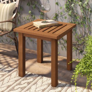 small wooden outdoor side table