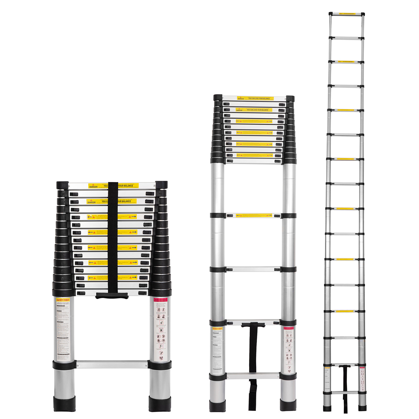 12.5 FT Telescopic Aluminum Extension Step elescoping Ladder Max 330lb Capacity 