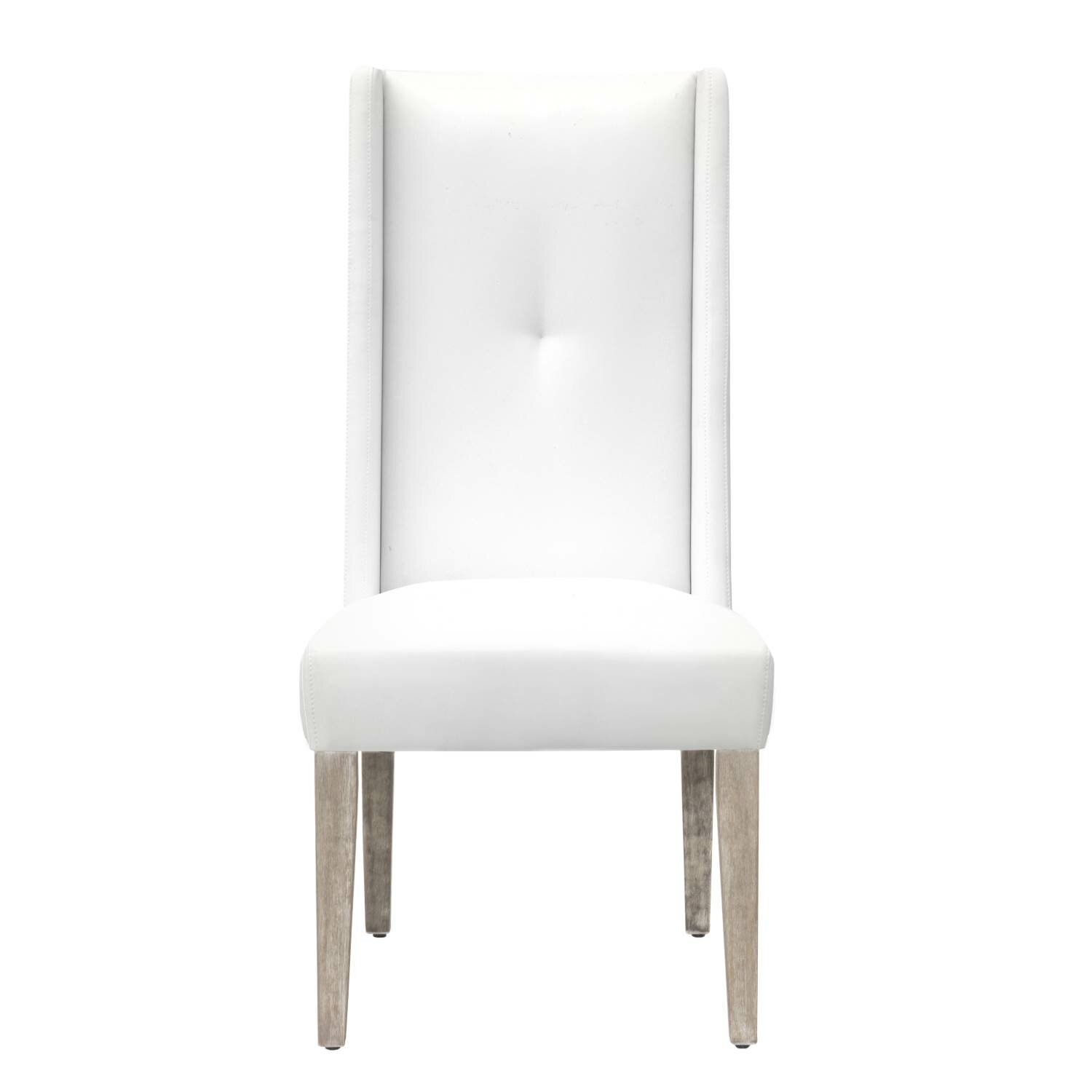 One Allium Way Lisbeth High Back Upholstered Side Chair In White Gray Wayfair