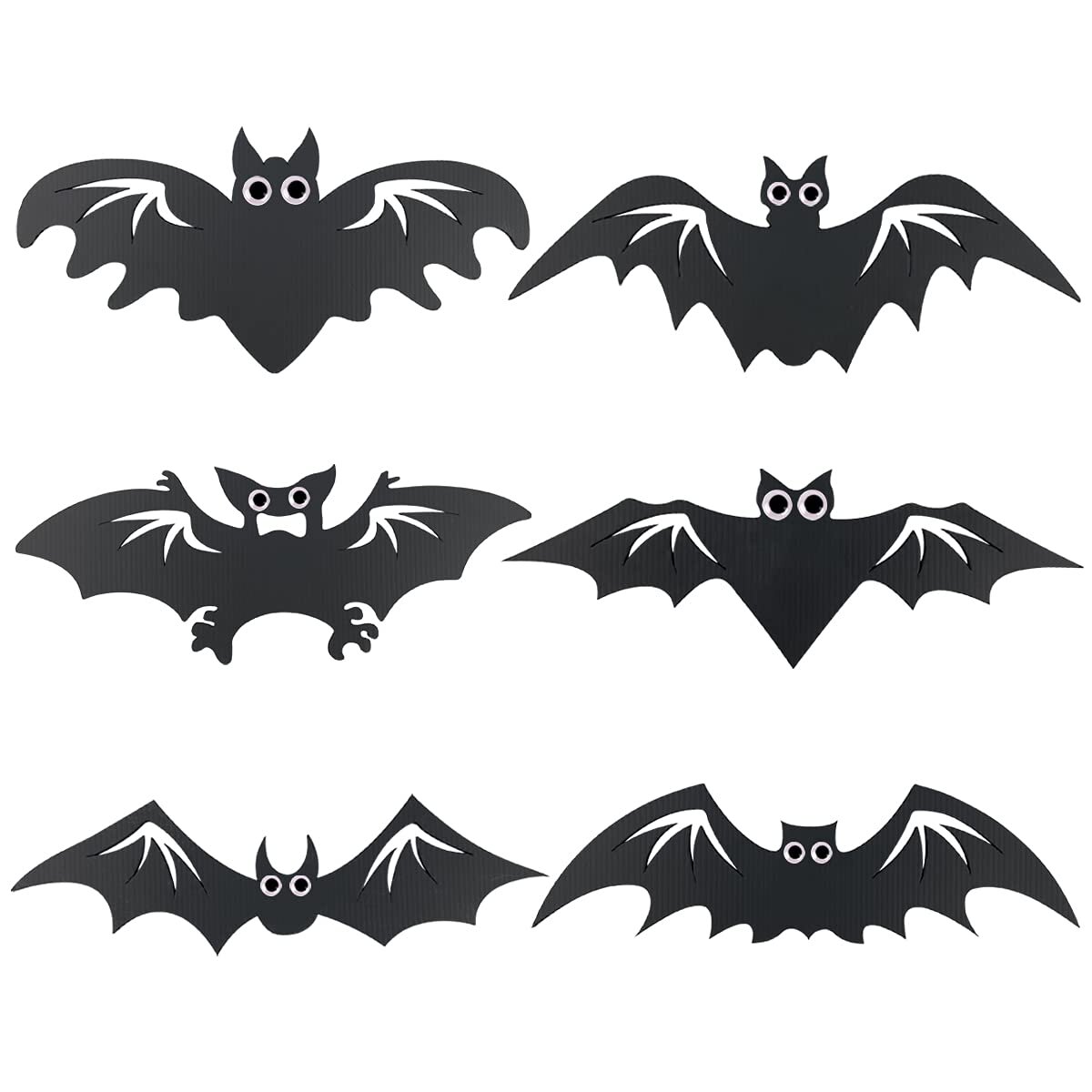 Scary Funny Party Celebration 6 Sizes Set Window Clings Wall Decal Decor for Kids Room ERS 72PC 3D Bats Sticker Halloween Decoration bright black 