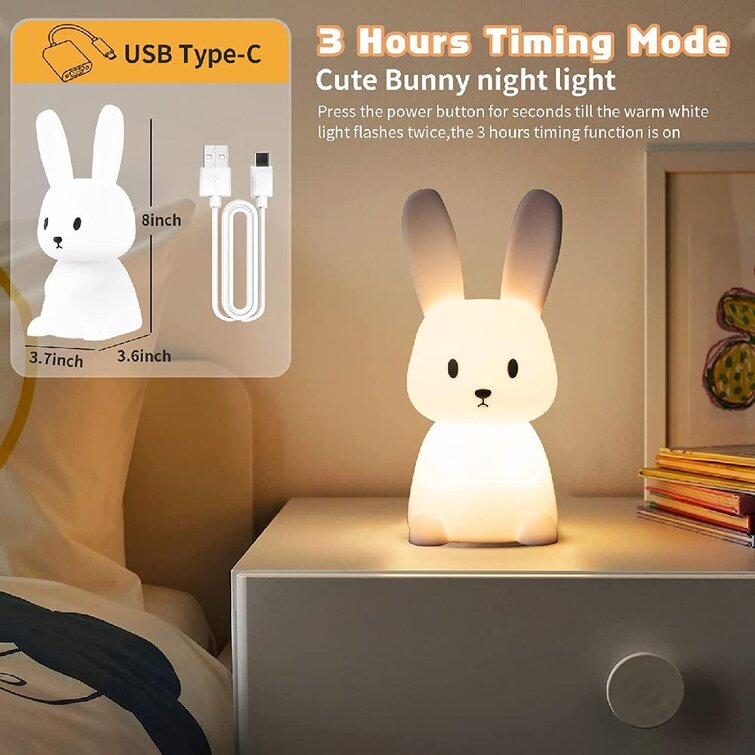 Bunny Cartoon Night Light Led Children Touch Lamp Gift for Kids baby Bedroom Cute Bunny Lamp Table Light