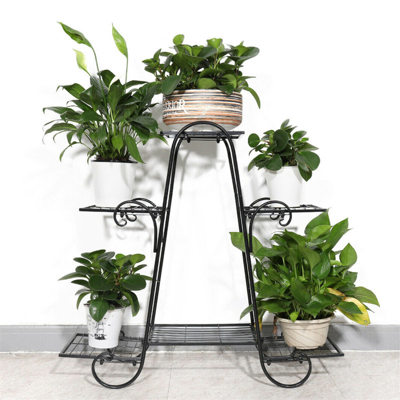 UNHO 28inch High 6 Tier Wrought Iron Plant Stand Flower