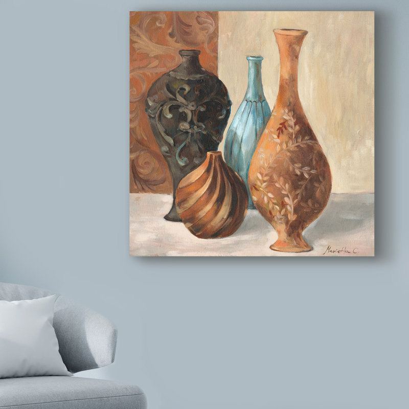 World Menagerie Spa Vases I Acrylic Painting Print On Wrapped