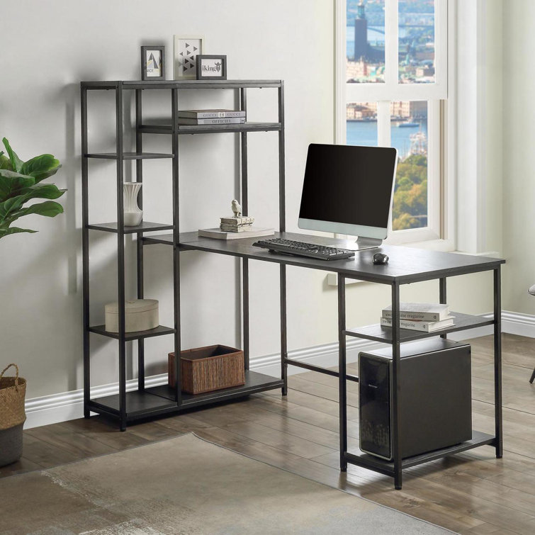 Download Latitude Run® Pradhyun Home Office Computer Desk With Multiple Storage Shelves | Wayfair