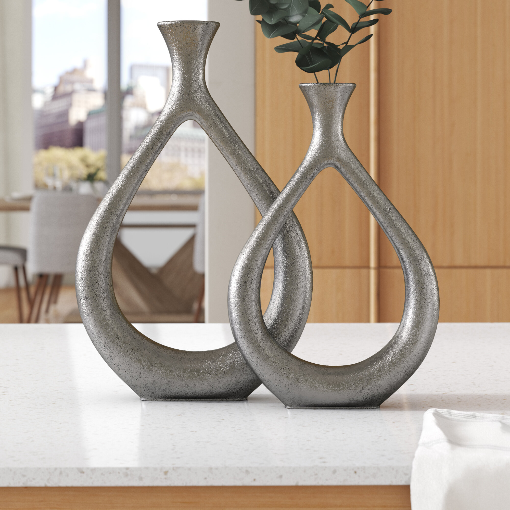 Orren Ellis Glass 2 Piece Table Vase Set 