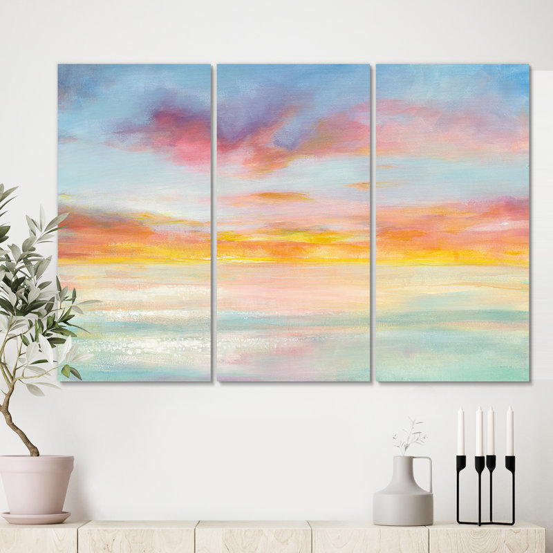 East Urban Home Premium Pastel Pink And Blue Clouds Painting