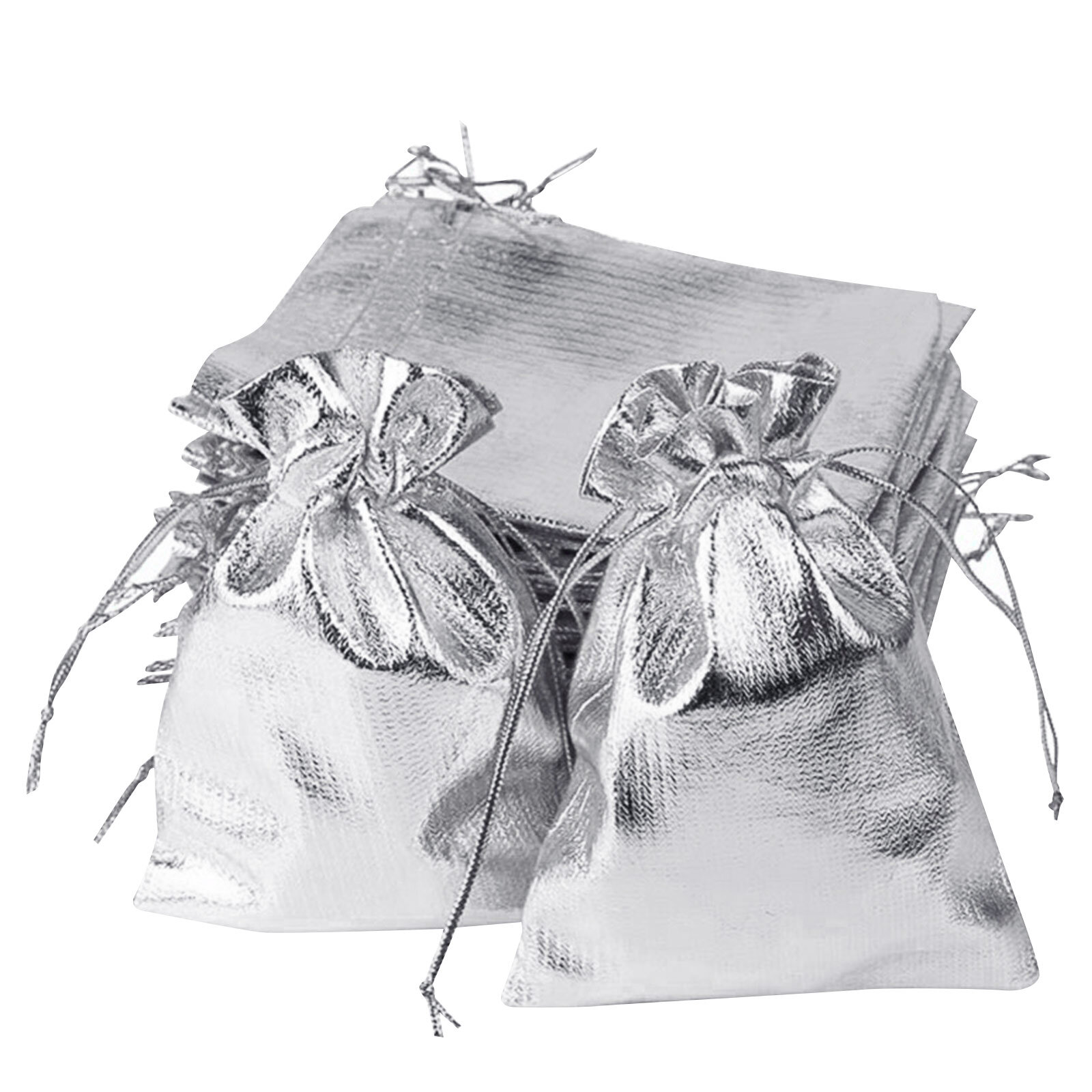 Drawstring Packaging Pouches Organza Bag Jewelry Gift Bags Metallic Foil Cloth 