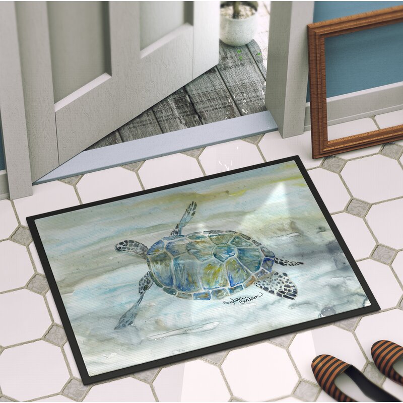 Bayou Breeze Salazar Sea Turtle Watercolor Indoor Outdoor Non Slip