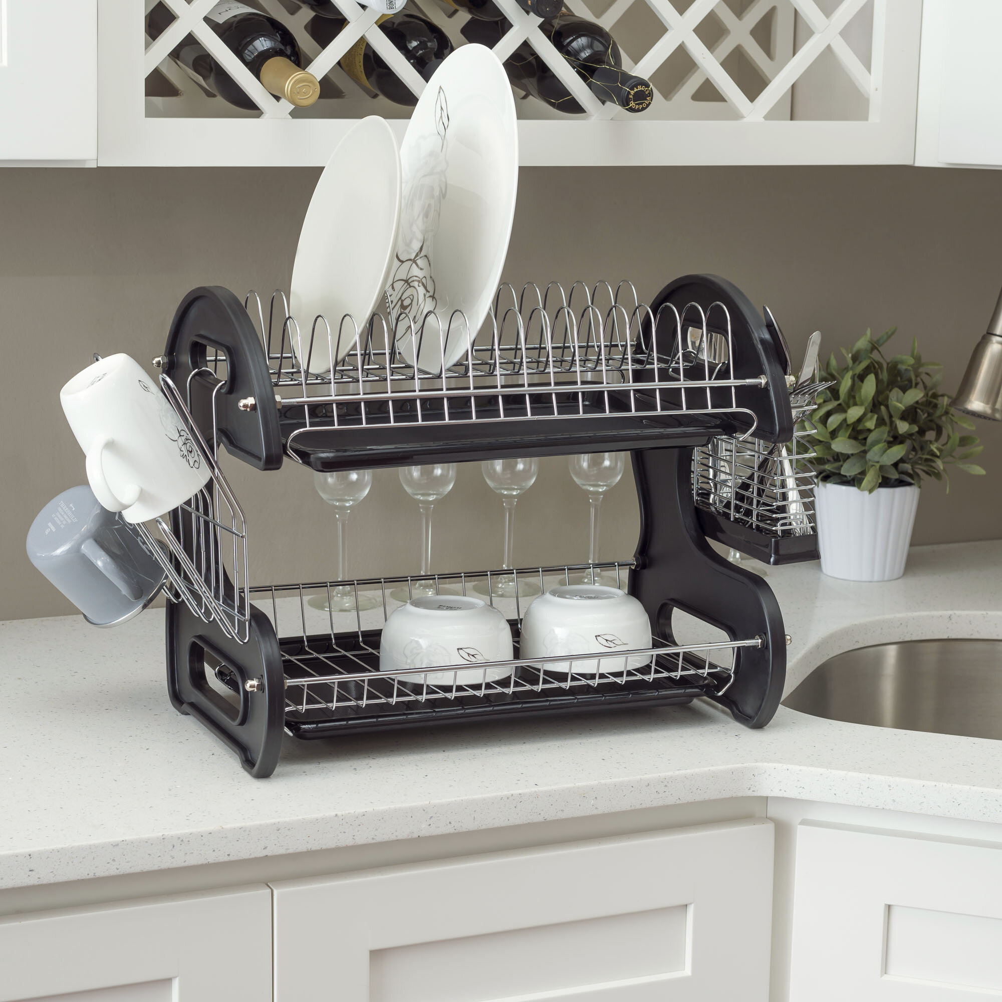 two tier dish racks