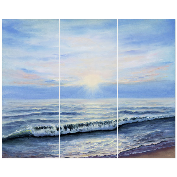 East Urban Home Waves At Calm Sky Oil Painting Print Multi Piece