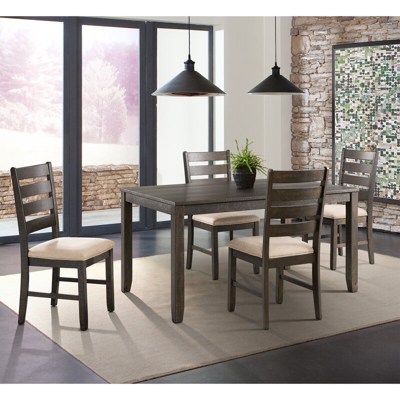 Gracie Oaks Rushton 5 Piece Solid Wood Dining Set & Reviews | Wayfair