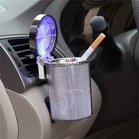 Portable Smokeless Ashtray Cup with Lid Suitable for Most Car Cup Holder Car Ashtray Hangable Ashtray with Blue LED Light 