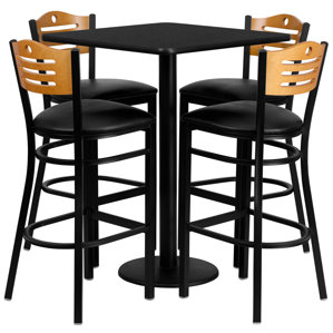 Joyeta 5 Piece Pub Table Set in Black by Red Barrel Studio