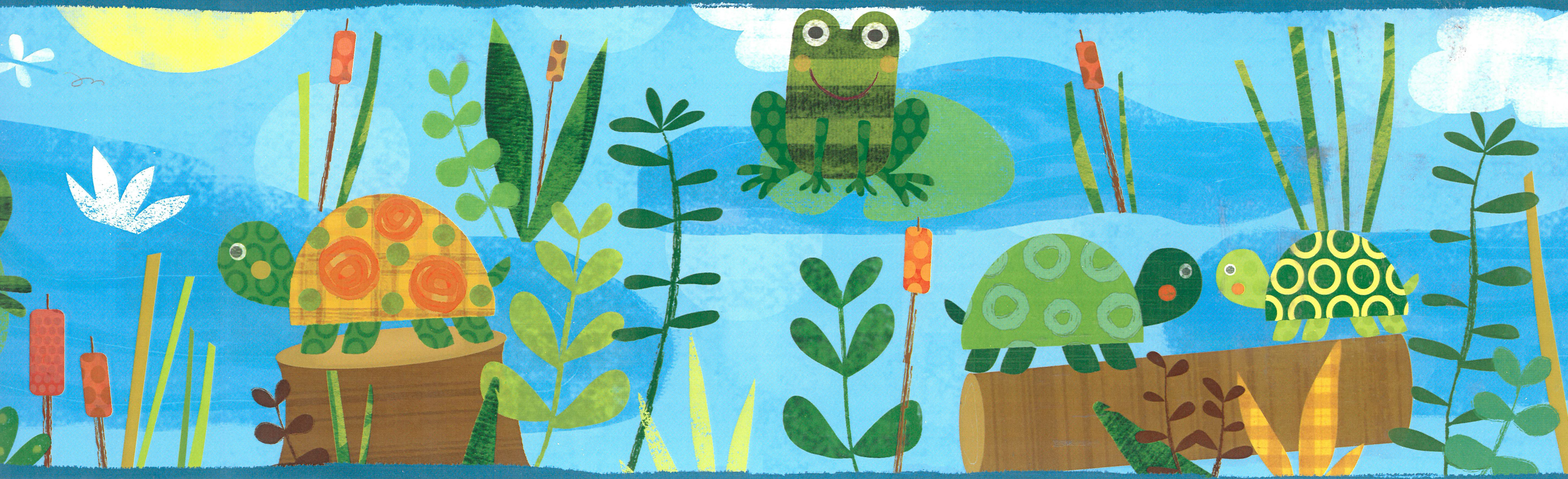 Child's Room/Nursery Reptile Smiles Wallpaper Border Turtles/Lizards/Frogs