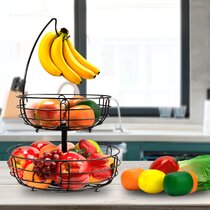 Display Stand for Fruit Vegetable Bread TOROTON 3 Tier Fruit Basket Countertop Metal Fruit Bowl 
