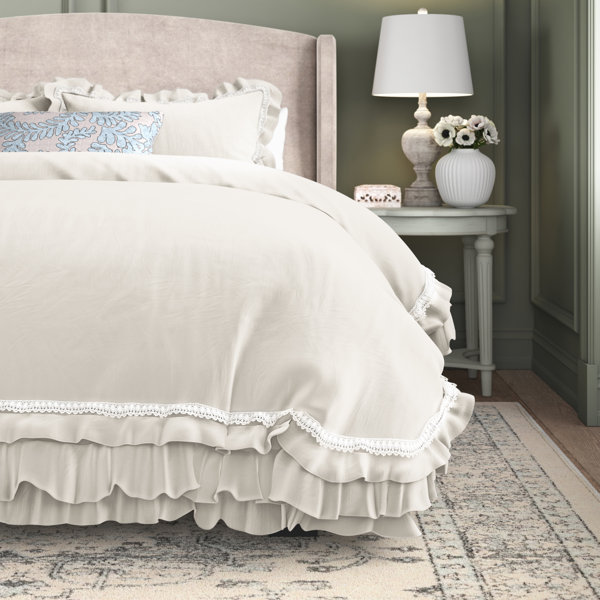 Devers Ruffle Lace Cotton 100%Cotton Quilt Set Coverlet Bedspread 