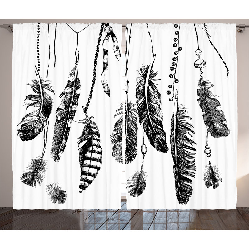 East Urban Home Indian Feather Decor Graphic Print Room Darkening