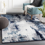 Wauwinet Abstract Aqua/Navy Area Rug
