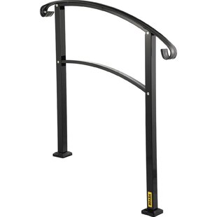 Stairs Porch Deck Hand Rail Matte Black Metal Railing Non-Slip Grab Bar Wall Mount Industrial Iron Pipe Senmit Stair Handrail for Indoor Stair 
