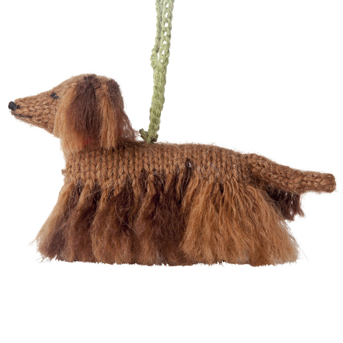 Arcadia Home Long Haired Dachshund Holiday Shaped Ornament