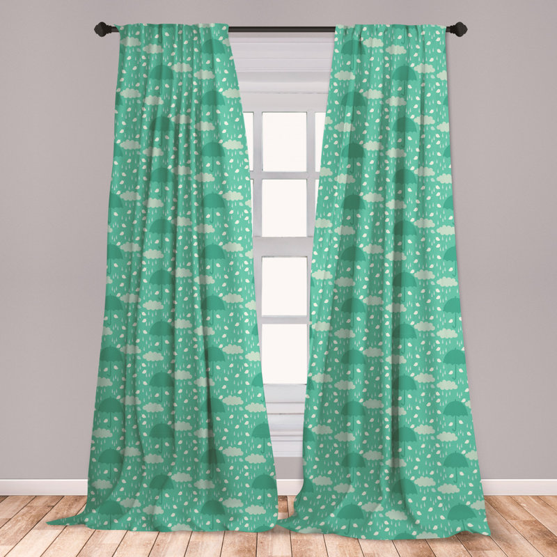 East Urban Home Ambesonne Umbrella Curtains Wet Autumn Weather In September Theme Doodle Clouds Heavy Rainfall Window Treatments 2 Panel Set For Living Room Bedroom Decor 56 X 63 Pale Green Sea Green Wayfair