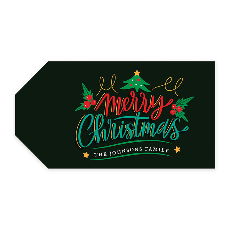Custom Self Adhesive Classic Retro Merry Christmas Sticker Name Labels